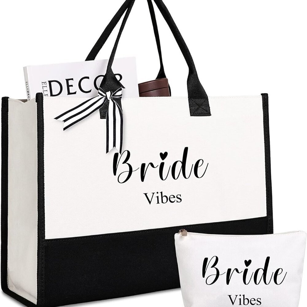 Bride Vibes Canvas Tote Bridal Shower Gift Bachelorette Party Bridal Accessories